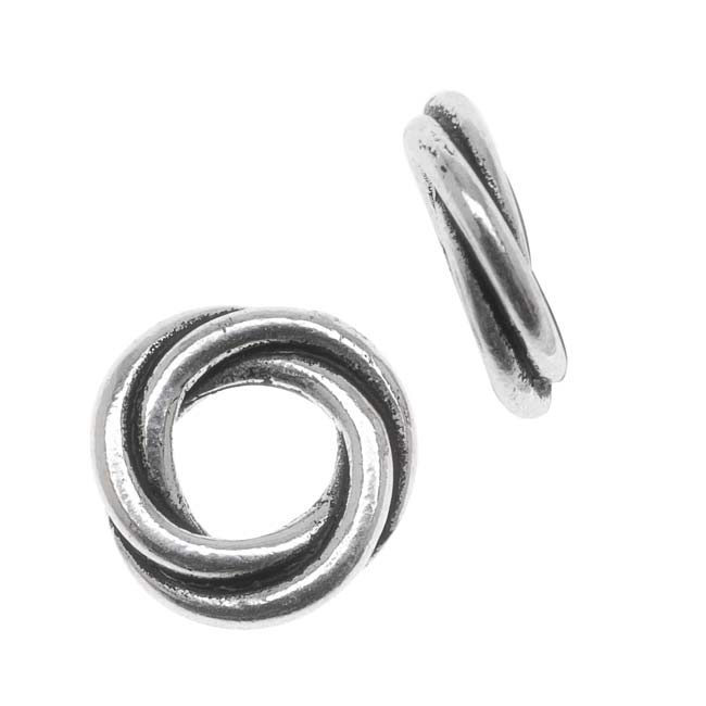 TierraCast Silver Plated Lead-Free Pewter Love Knot Triple Twist Spacer Beads 10mm (2 Pieces)