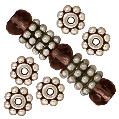TierraCast Fine Silver Plated Pewter Daisy Spacer Beads 6mm (10 Pieces)