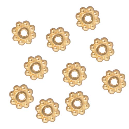 TierraCast Fine Bright 22K Gold Plated Pewter Daisy Spacer Beads 6mm (10 Pieces)