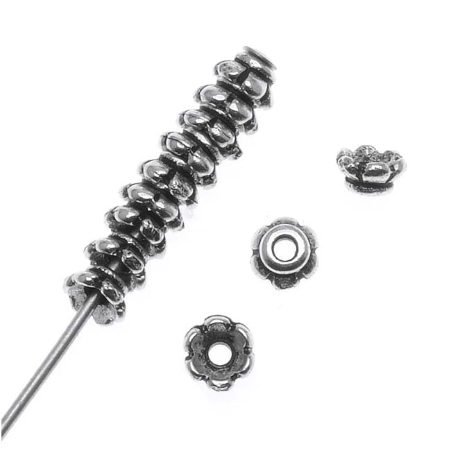 TierraCast Fine Silver Plated Pewter "Scalloped" Bead Caps 3.5mm (12 Pieces)
