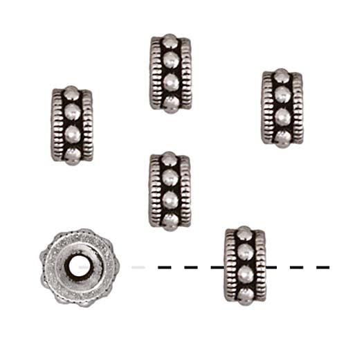 TierraCast Fine Silver Plated Pewter Rococo Rondelle Beads 6mm (6 Pieces)