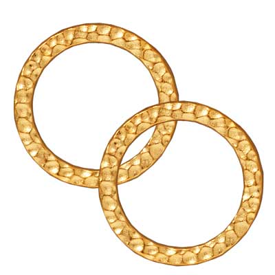 TierraCast Real 22K Gold Plated Pewter Round 20mm Connector Link Ring (2 Pieces)