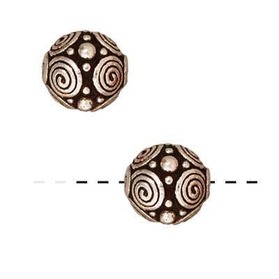 TierraCast Fine Silver Plated Pewter Round "Spiral" Beads 7.5mm (2 Pieces)