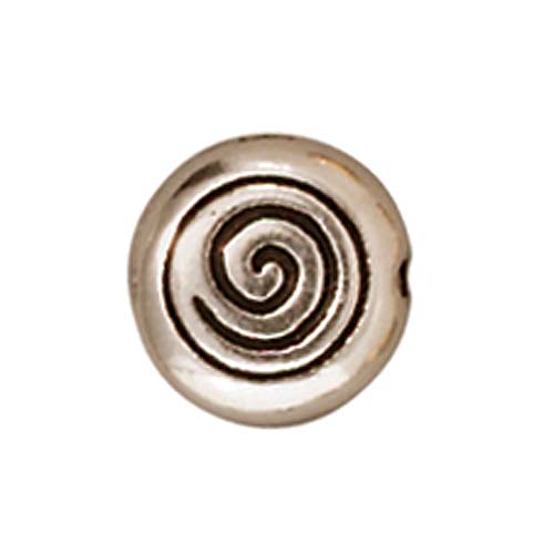 TierraCast Real Silver Plated Pewter Spiral Round Disc Beads 7.8mm (4 Pieces)