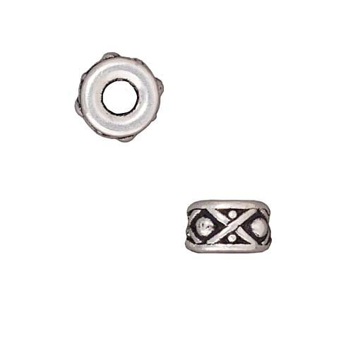 TierraCast Fine Silver Plated Pewter Legend Spacer Beads 8mm (2 Pieces)