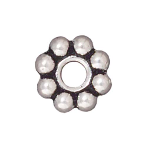 TierraCast Fine Silver Plated Pewter Daisy Spacer Beads 7.5mm (4 Pieces)