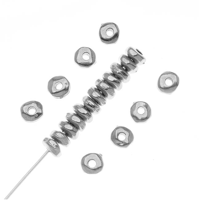 TierraCast Fine Silver Plated Pewter Nugget Heishe Beads 5mm (20 Pieces)