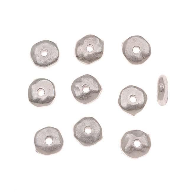 TierraCast Fine Silver Plated Pewter Nugget Heishe Spacer Beads 6mm (10 Pieces)