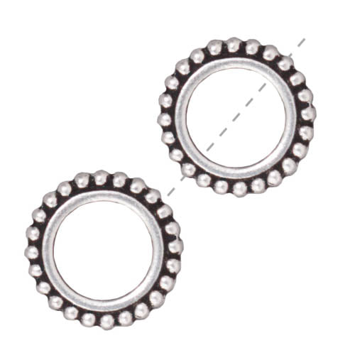 TierraCast Silver Plated Pewter Round 14mm Bead Frame Fits Austrian Crystal (2 Pieces)
