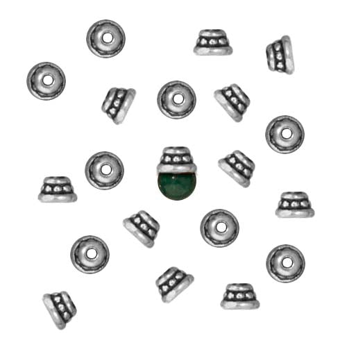 TierraCast Silver Plated Pewter "Beaded" Bead Caps 4mm (20 Pieces)