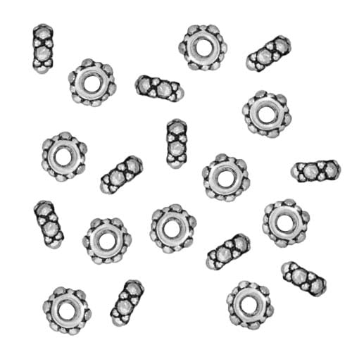 TierraCast Fine Silver Plated Pewter Small Turkish Spacer Beads 4mm (20 Pieces)
