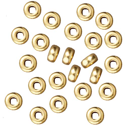 TierraCast Bright 22K Gold Plated Lead-Free Pewter Disk Heishi Spacer Beads 3mm (50 Pieces)