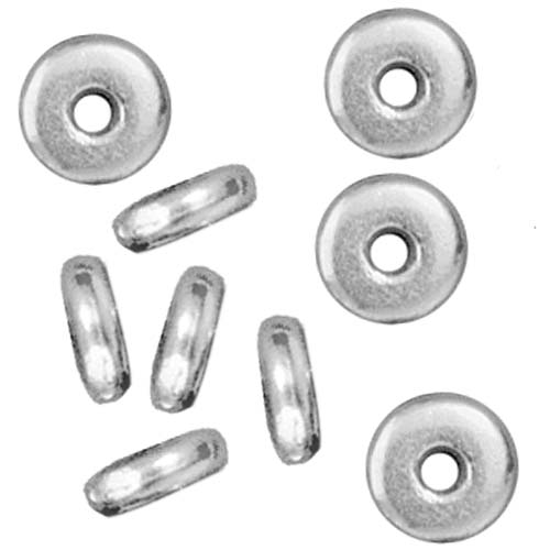 TierraCast Bright Silver Plated Lead-Free Pewter Disk Heishi Spacer Beads 5mm (20 Pieces)