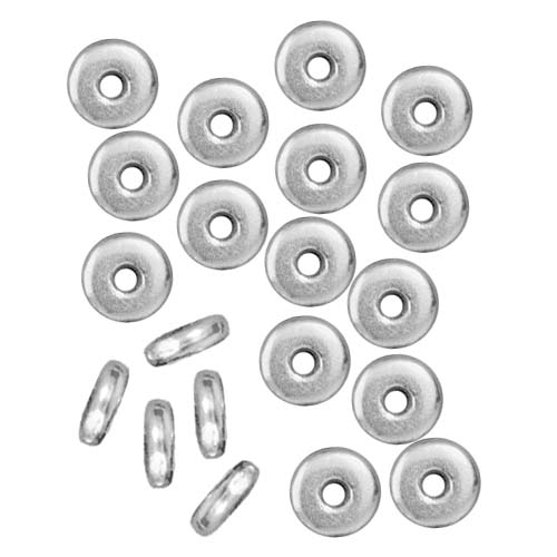 TierraCast Bright Silver Plated Lead-Free Pewter Disk Heishi Spacer Beads 5mm (20 Pieces)