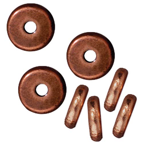 TierraCast Copper Plated Lead-Free Pewter Disk Heishi Spacer Beads 6mm (10 Pieces)
