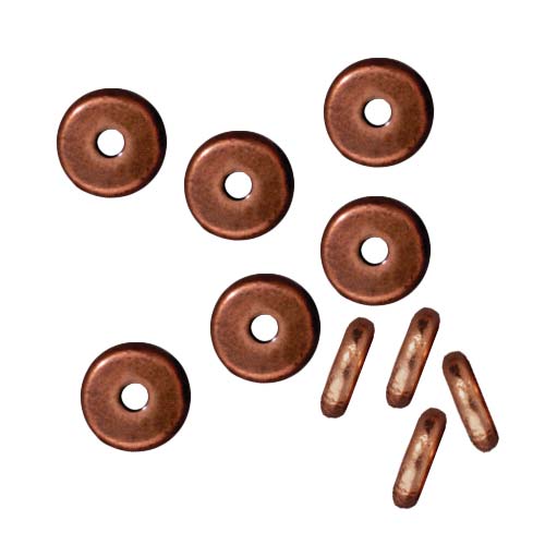 TierraCast Copper Plated Lead-Free Pewter Disk Heishi Spacer Beads 6mm (10 Pieces)