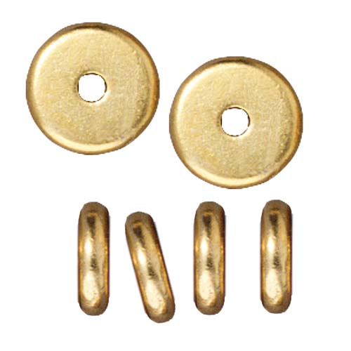 TierraCast Bright 22K Gold Plated Lead-Free Pewter Disk Heishi Spacer Beads 7mm (10 Pieces)