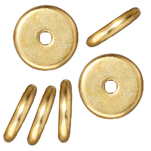 TierraCast Bright 22K Gold Plated Lead-Free Pewter Disk Heishi Spacer Beads 8mm (10 Pieces)
