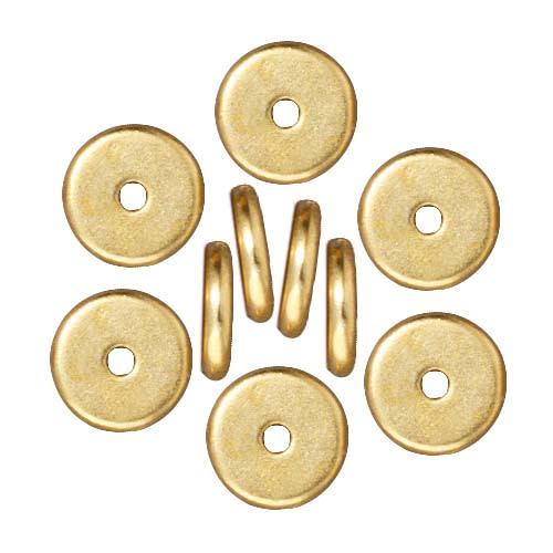 TierraCast Bright 22K Gold Plated Lead-Free Pewter Disk Heishi Spacer Beads 8mm (10 Pieces)
