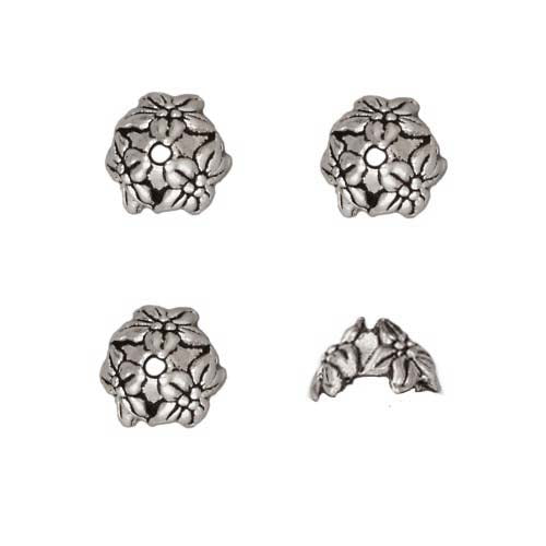 TierraCast Antiqued Silver Plated Lead-Free Pewter Jasmine Bead Caps 7mm (4 Pieces)