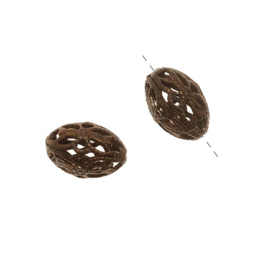 Vintaj Natural Brass Oval Filigree Beads - Wrap 12mm (2 Pieces)