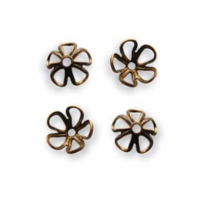 Vintaj Natural Brass Flower 6mm Blossom Bead Caps (4 Pieces)