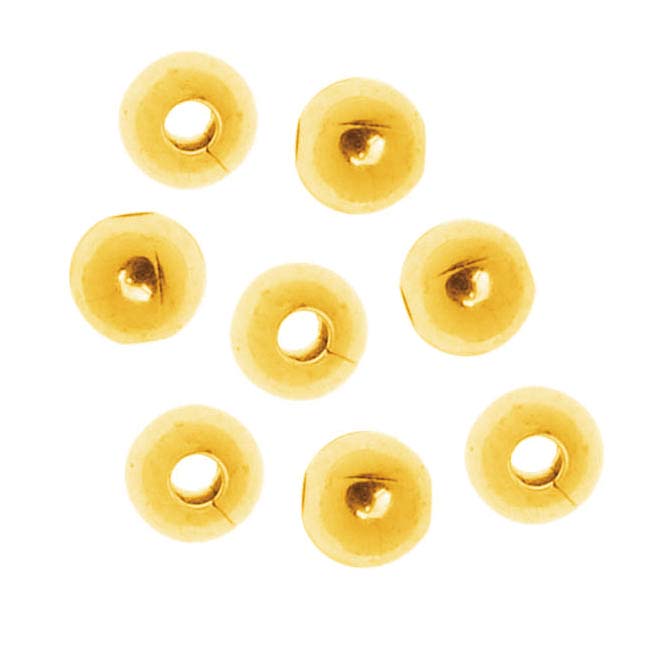 22K Gold Plated 4mm Round Metal Beads (50 pcs)