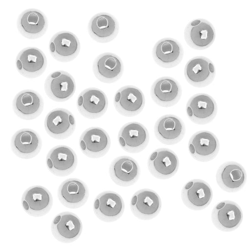 Silver Plated Round Metal Beads 4mm (100 pcs)