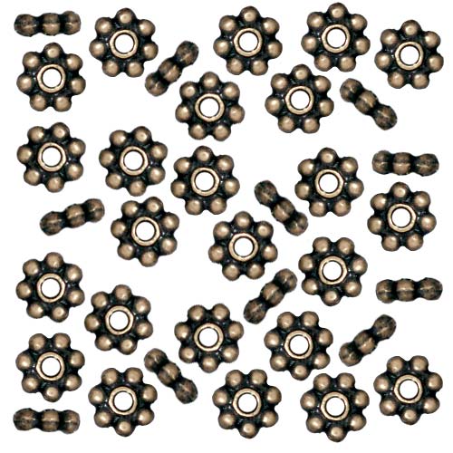 TierraCast Brass Oxide Finish Pewter Daisy Spacer Beads 5mm (50 Pieces)