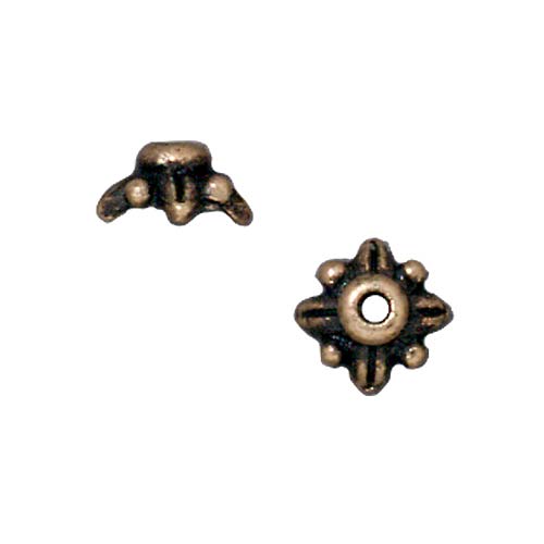 TierraCast Brass Oxide Finish Pewter 'Leaf' Bead Caps 5.7mm (4 Pieces)