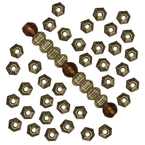 TierraCast Brass Oxide Finish Lead-Free Pewter Hexagon Rondelle Beads 3mm (50 Pieces)