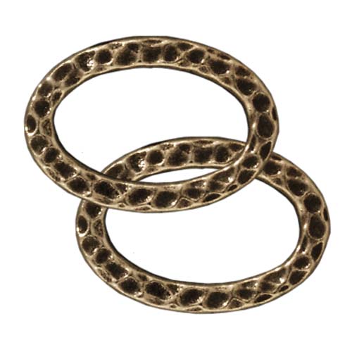 TierraCast Brass Oxide Finish Lead-Free Pewter Oval 18mm Connector Link Ring (2 Pieces)