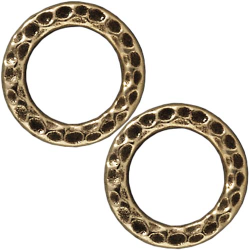 TierraCast Brass Oxide Finish Lead-Free Pewter Round 13mm Connector Link Ring (4 Pieces)