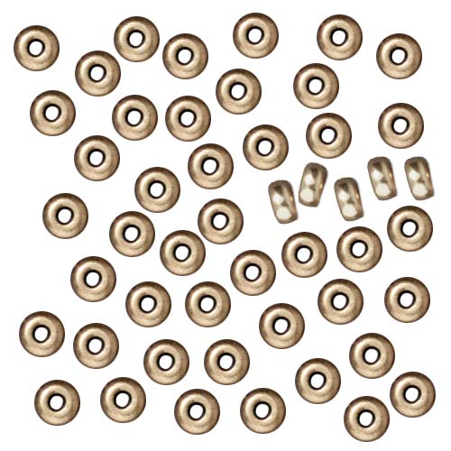 TierraCast Brass Oxide Finish Lead-Free Pewter Disk Heishi Spacer Beads 3mm (50 Pieces)