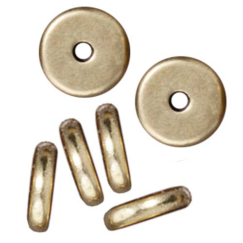 TierraCast Brass Oxide Finish Lead-Free Pewter Disk Heishi Spacer Beads 7mm (10 Pieces)