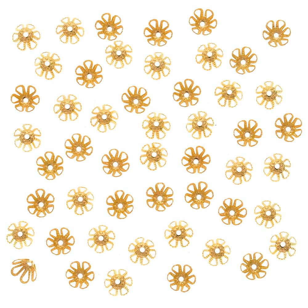 22K Gold Plated Cone Flower Bead Caps 6mm x 3.5mm (10 pcs)
