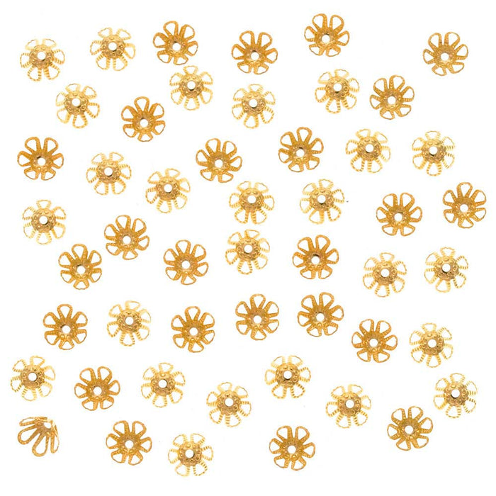 22K Gold Plated Cone Flower Bead Caps 6mm x 3.5mm (10 pcs)