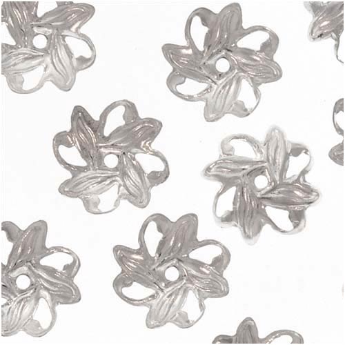 Bright Silver Plated Open Pinwheel Bead Caps 9mm (50 pcs)
