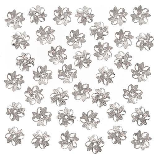 Bright Silver Plated Open Pinwheel Bead Caps 9mm (50 pcs)