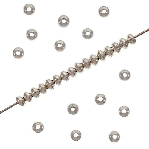 Silver Plated Rondelle Beads 3x2mm (144 pcs)