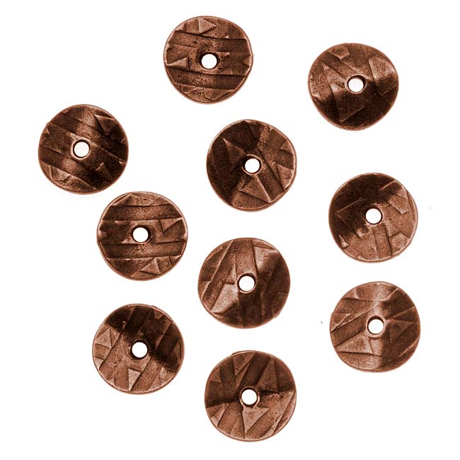 TierraCast Antiqued Copper Plated Curved Spacer Disc Bead 10mm (10 Pieces)