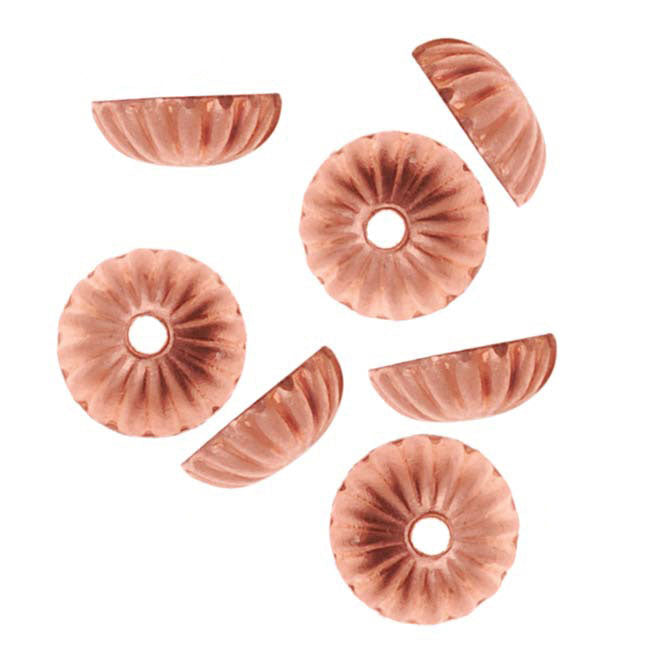 Genuine Bright Copper Small Corrugated Bead Caps 5mm (20 pcs)