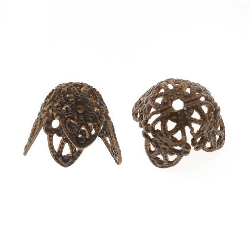 Vintaj Natural Brass Filigree 10x12mm Cone Bead Caps (2 Pieces)