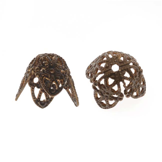 Vintaj Natural Brass Filigree 10x12mm Cone Bead Caps (2 Pieces)
