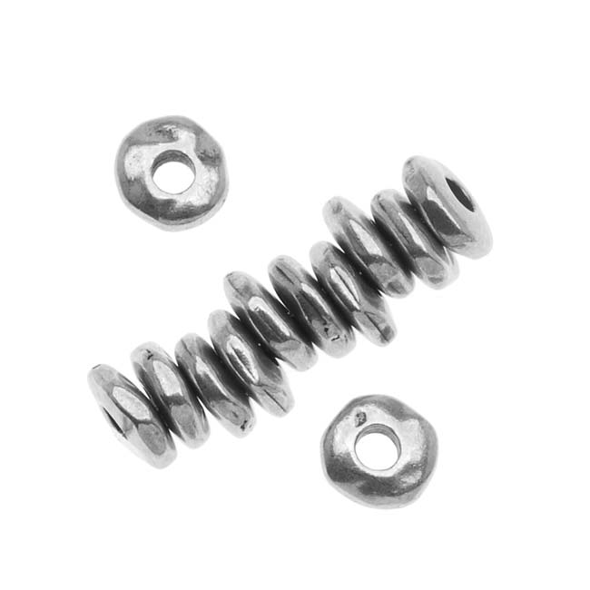 Metal Spacer Bead, Nugget Heishe 7mm Antiqued Pewter, By TierraCast (12 Pieces)