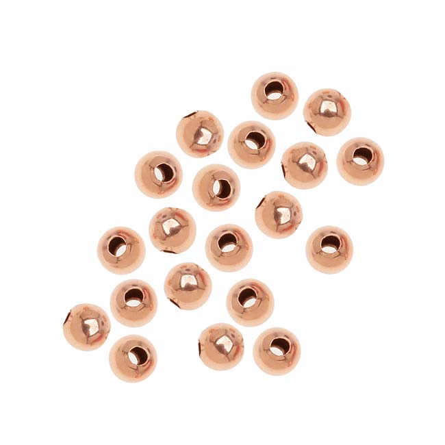 14K Rose Gold Filled Smooth Round Beads 3mm Diameter (20 Pieces)