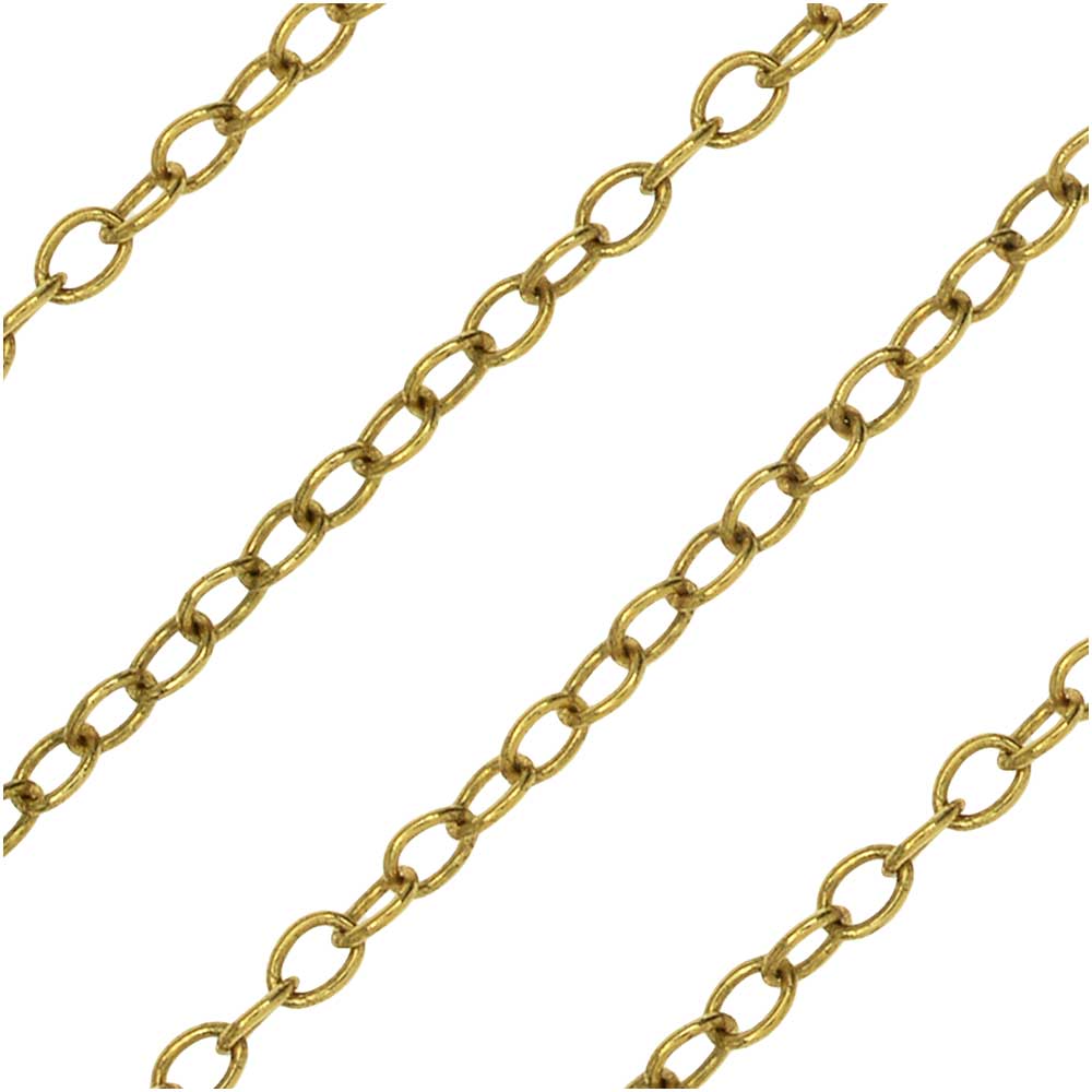 Antiqued Gold Plated Cable Chain, 2x2.5mm, by Nunn Design Chain, by the Foot