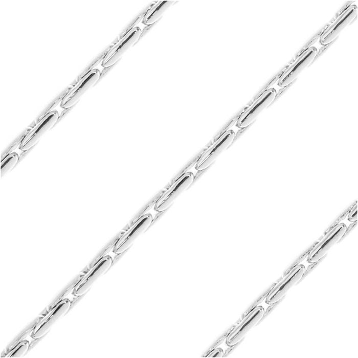 Silver Tone Fine Snake Beading Chain 1.25mm, by the Foot
