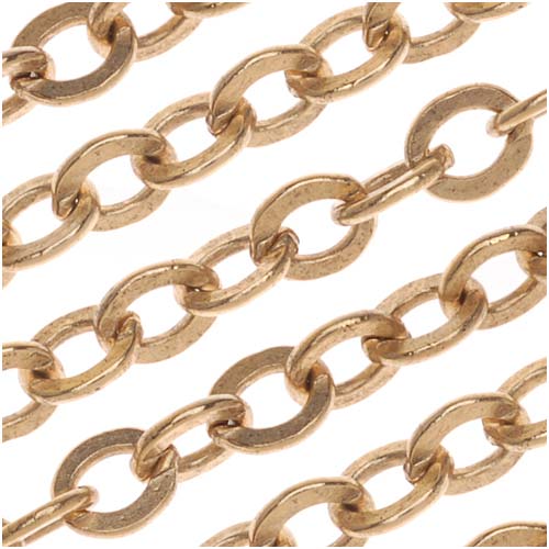 Nunn Design Antiqued Gold Plated Flat Cable Chain, 3.6mm, by The Foot