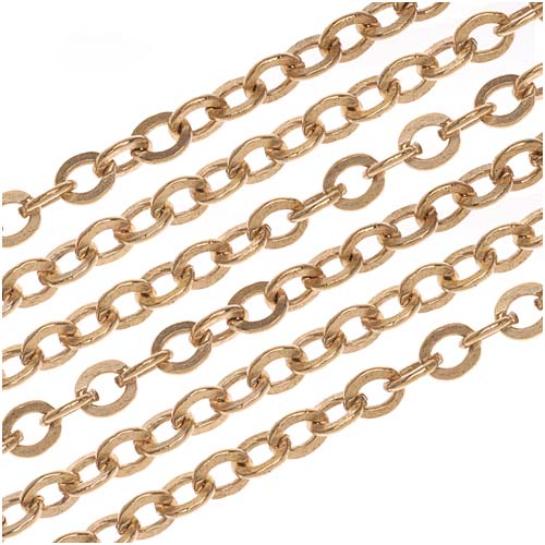 Nunn Design Antiqued Gold Plated Flat Cable Chain, 3.6mm, by The Foot